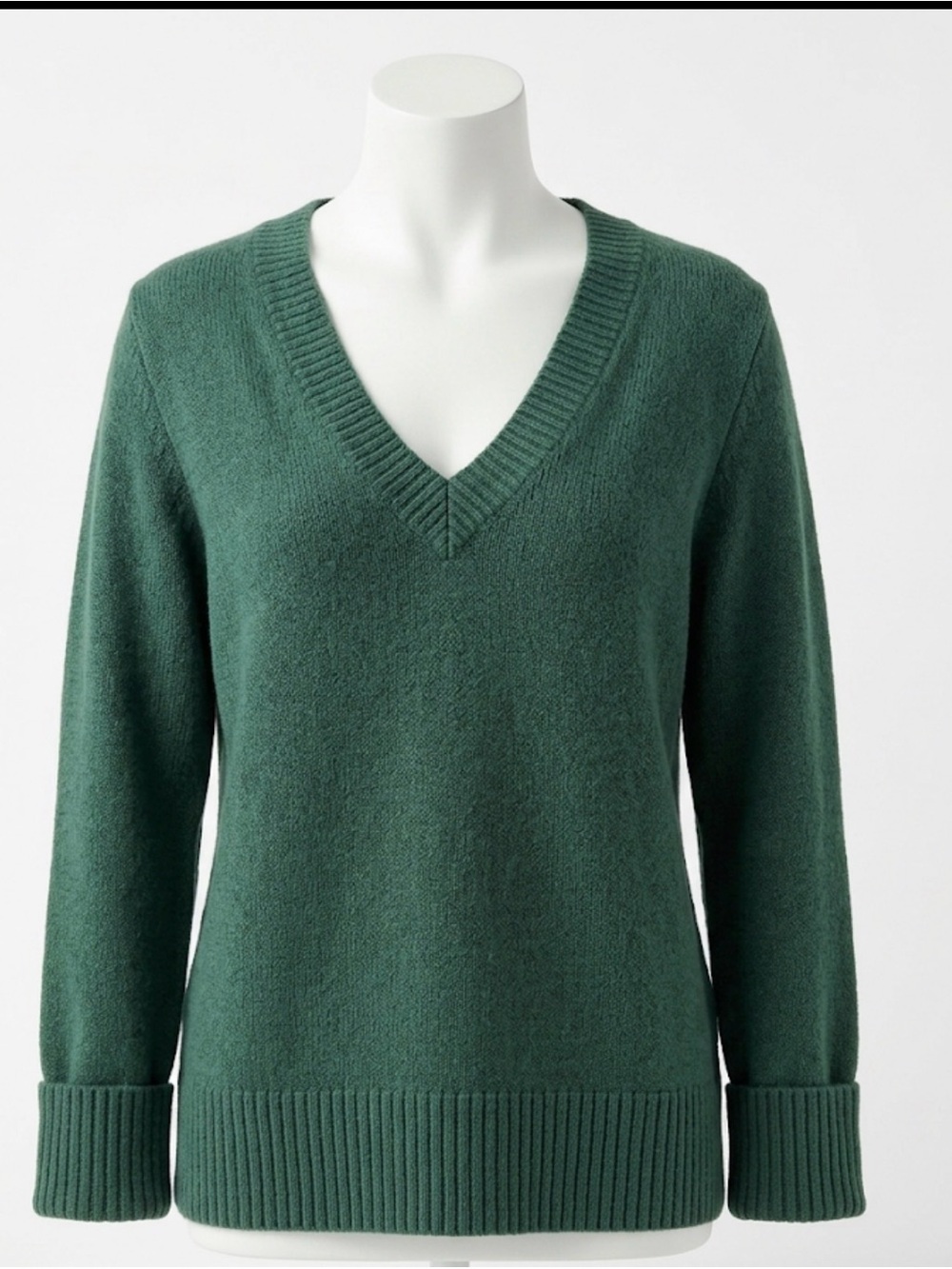Cynthia Rowley Deep Green V-Neck Sweater